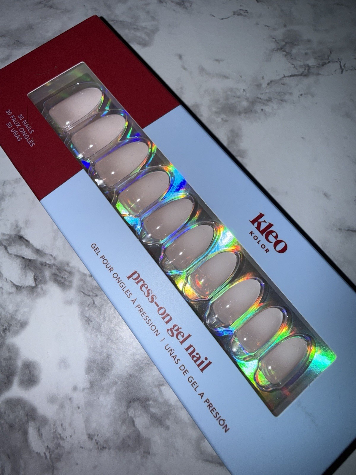 New Kleo Kolor Press-On Gel Nails – Almond Pink Cloud