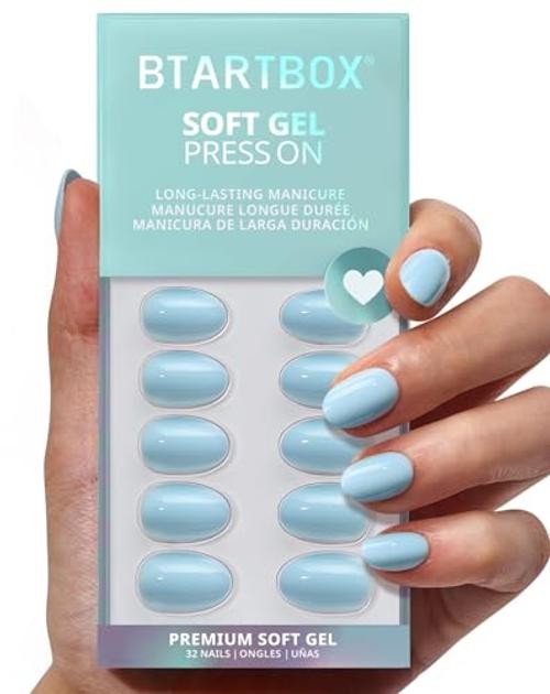 Extra Short Press On Nails – Sky Transition – Easy-To-Apply A4 – Sky Transition