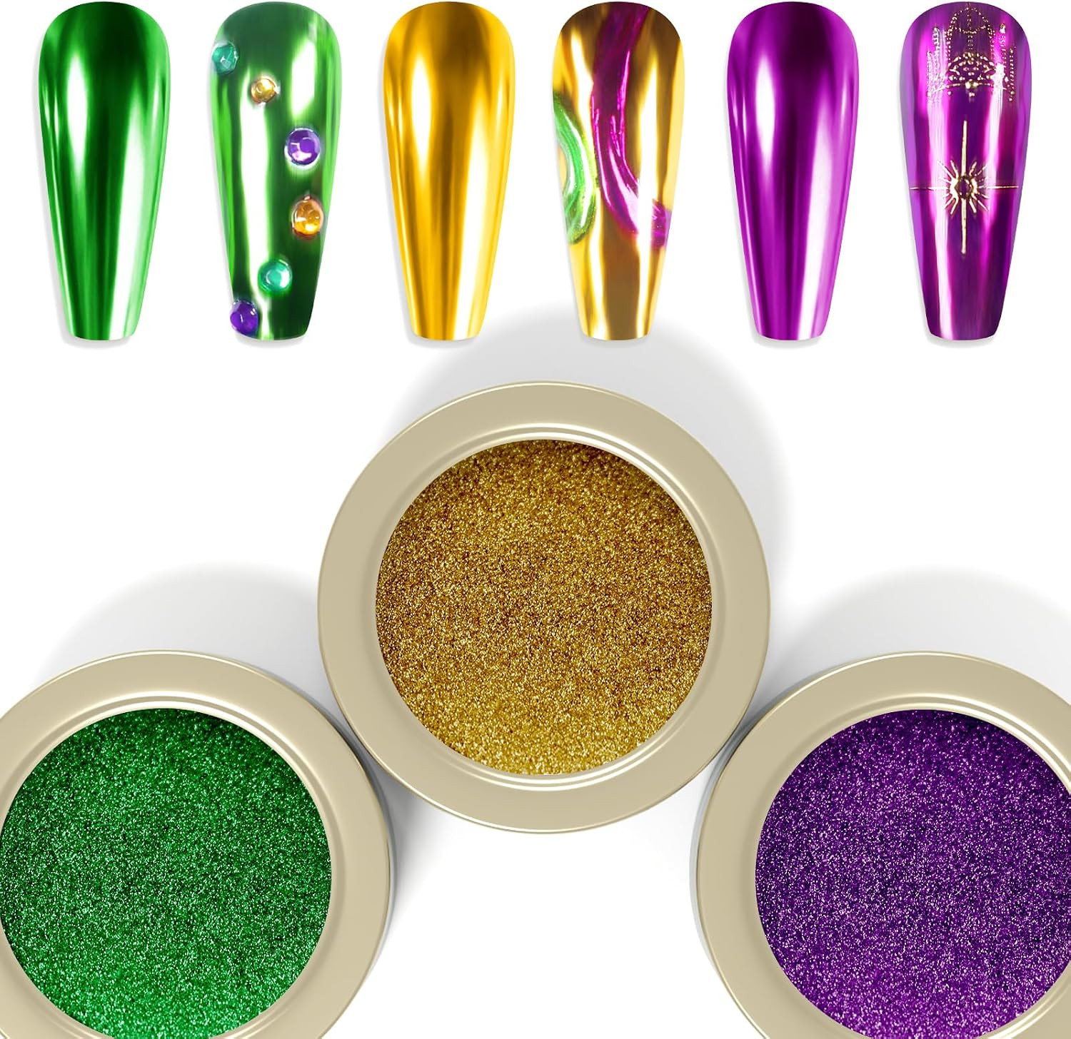Chrome Nail Powder Mirror Effect Metallic Dust Holographic Glitter Glazed Manicu