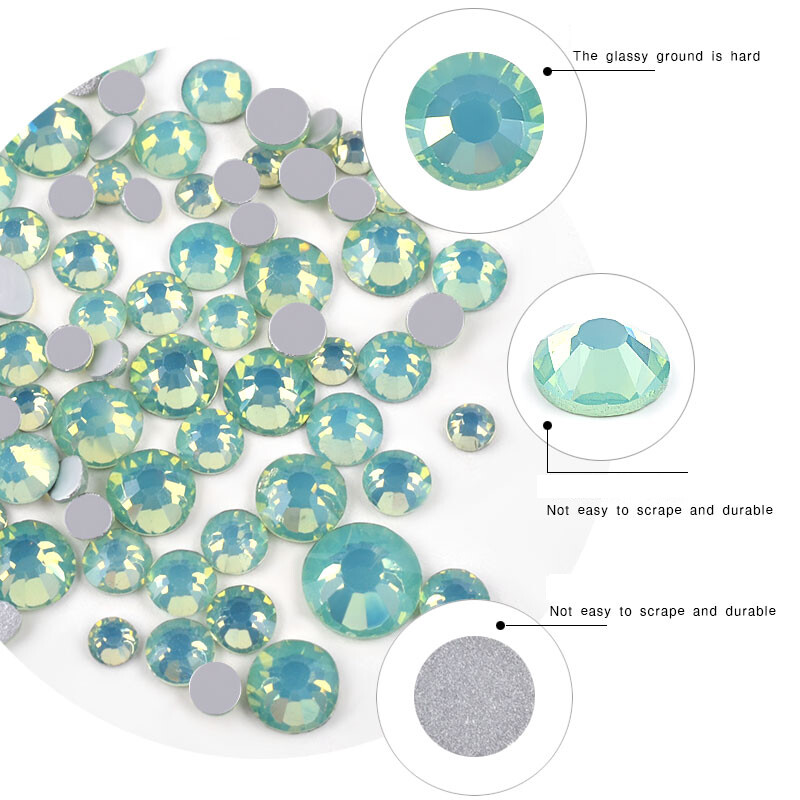 SS4-SS20 Flatback Opal Crystal Nail Rhinestones 4Colors Charm Nail Art Decor Set
