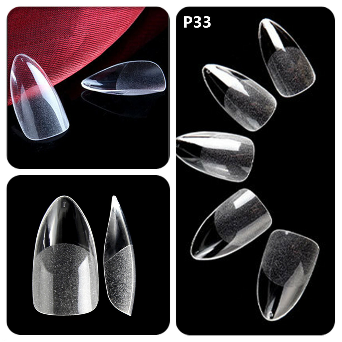 360PCS Medium Oval Coffin Square Acrylic False Nails Full Cover Extension Tips