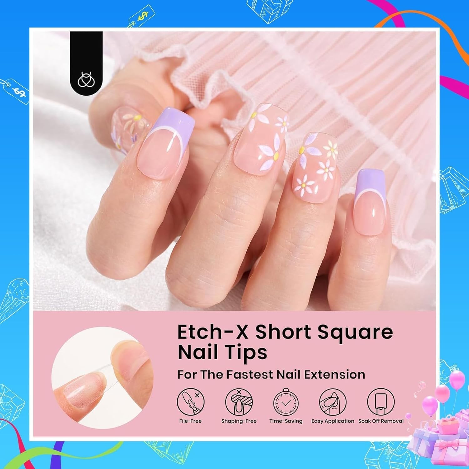 Half Matte Full Cover Short Square False Nails – 288 PCS Set for DIY Extensions