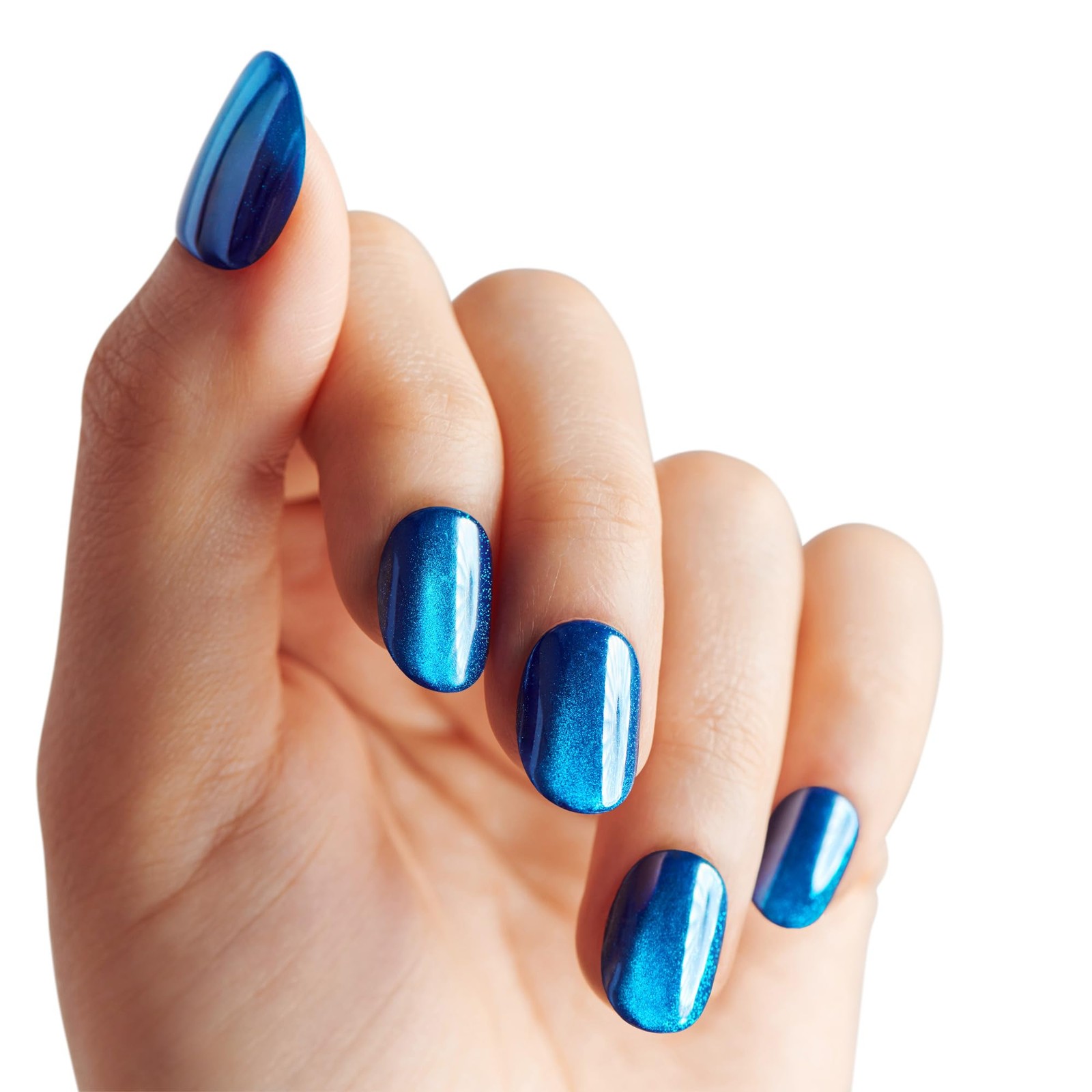 KISS colorFX by Press On Nails , ‘Reconnect’, Solid Blue with Pearlescent Fin…