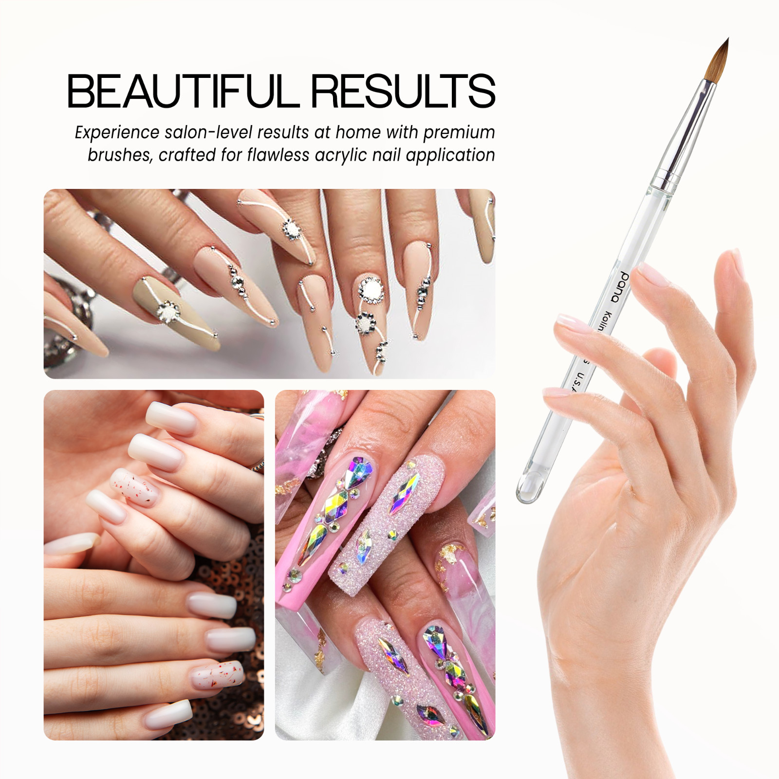 Pana Finest 100% Pure Kolinsky Nail Art Brush with Oval Acrylic Handle Size 6
