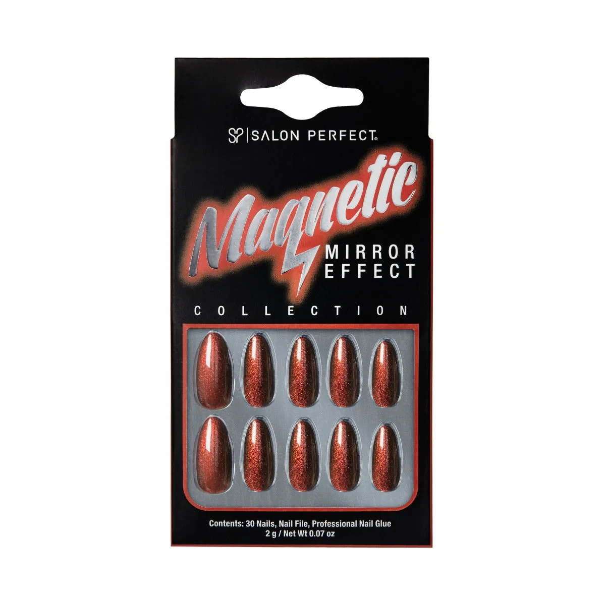 Salon Perfect Magnetic Gold Nail Set Of 30 Nails, File, Professional Glue 2 Pack