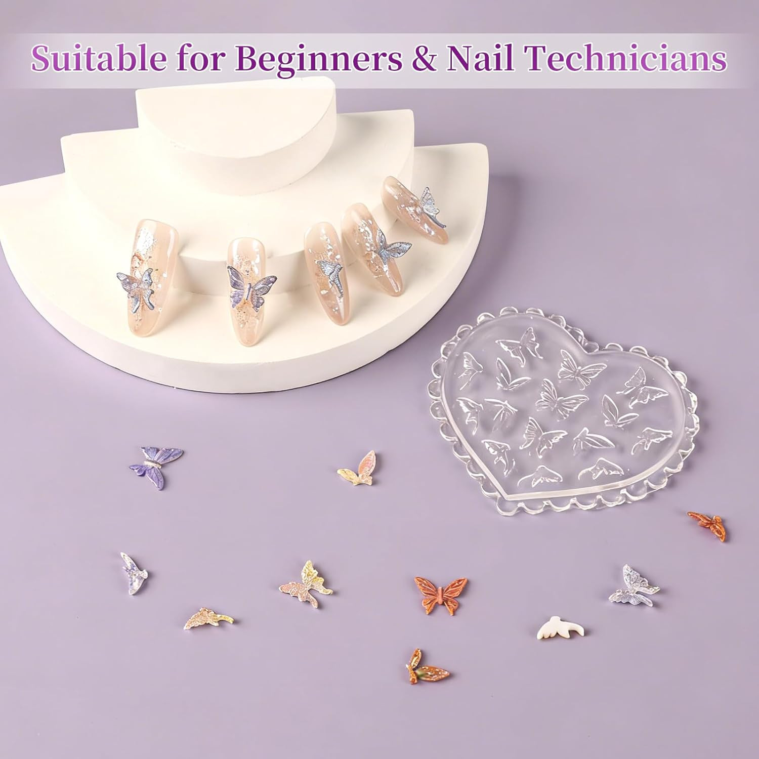 6PCS Silicone Nail Molds, 3D Nail Art Molds with Carving Pen-Multiple Shapes Flo