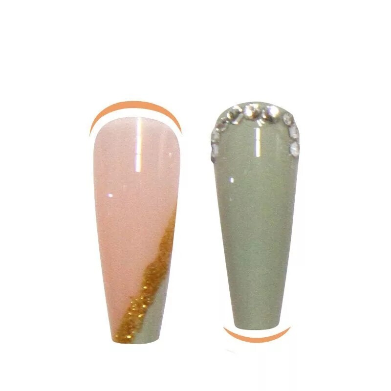 24 Green Marble Jade Press on nails kit glue ombre nude french gems