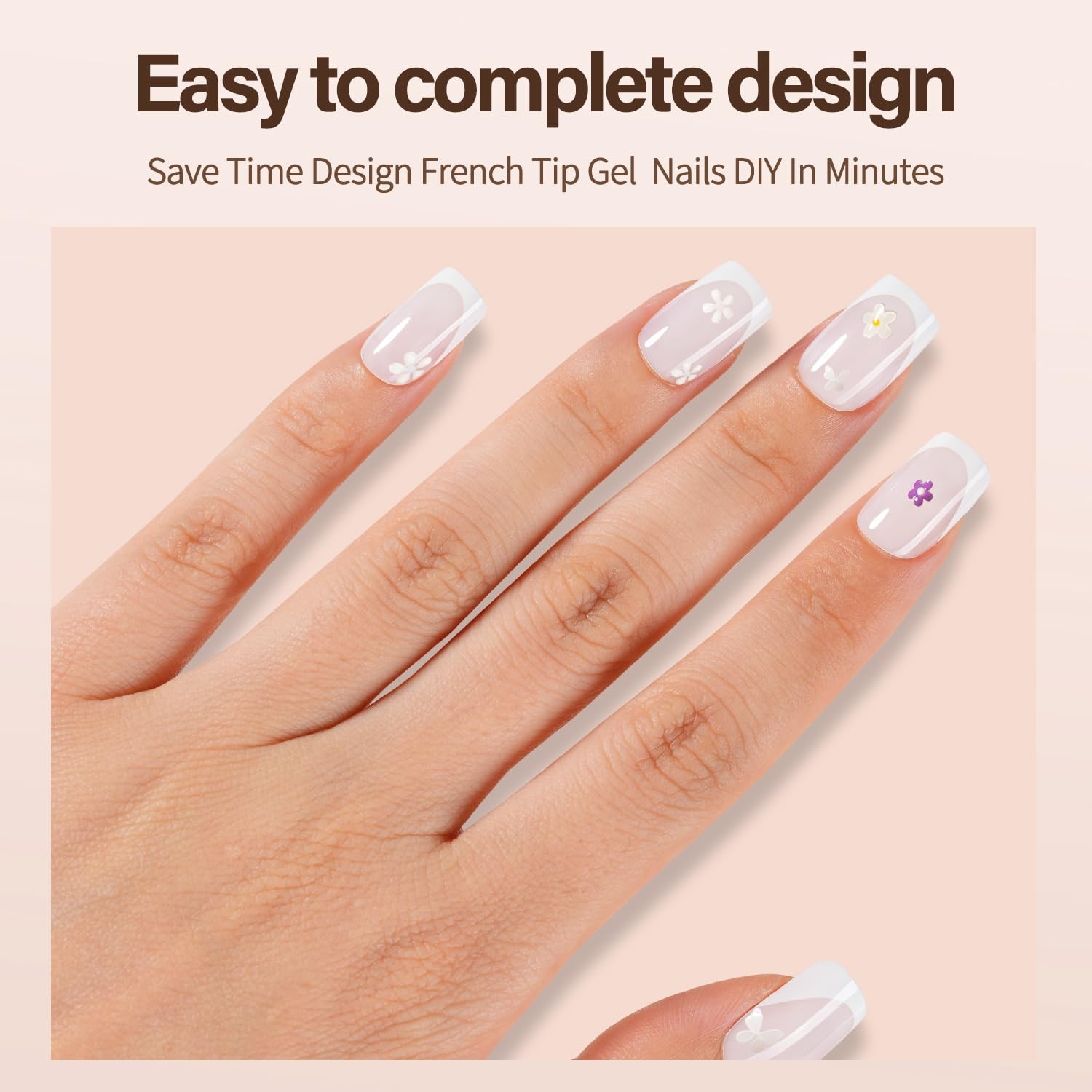 150Pcs French Gel Nails, White French Tip Press on Nails, Milky White Short S…