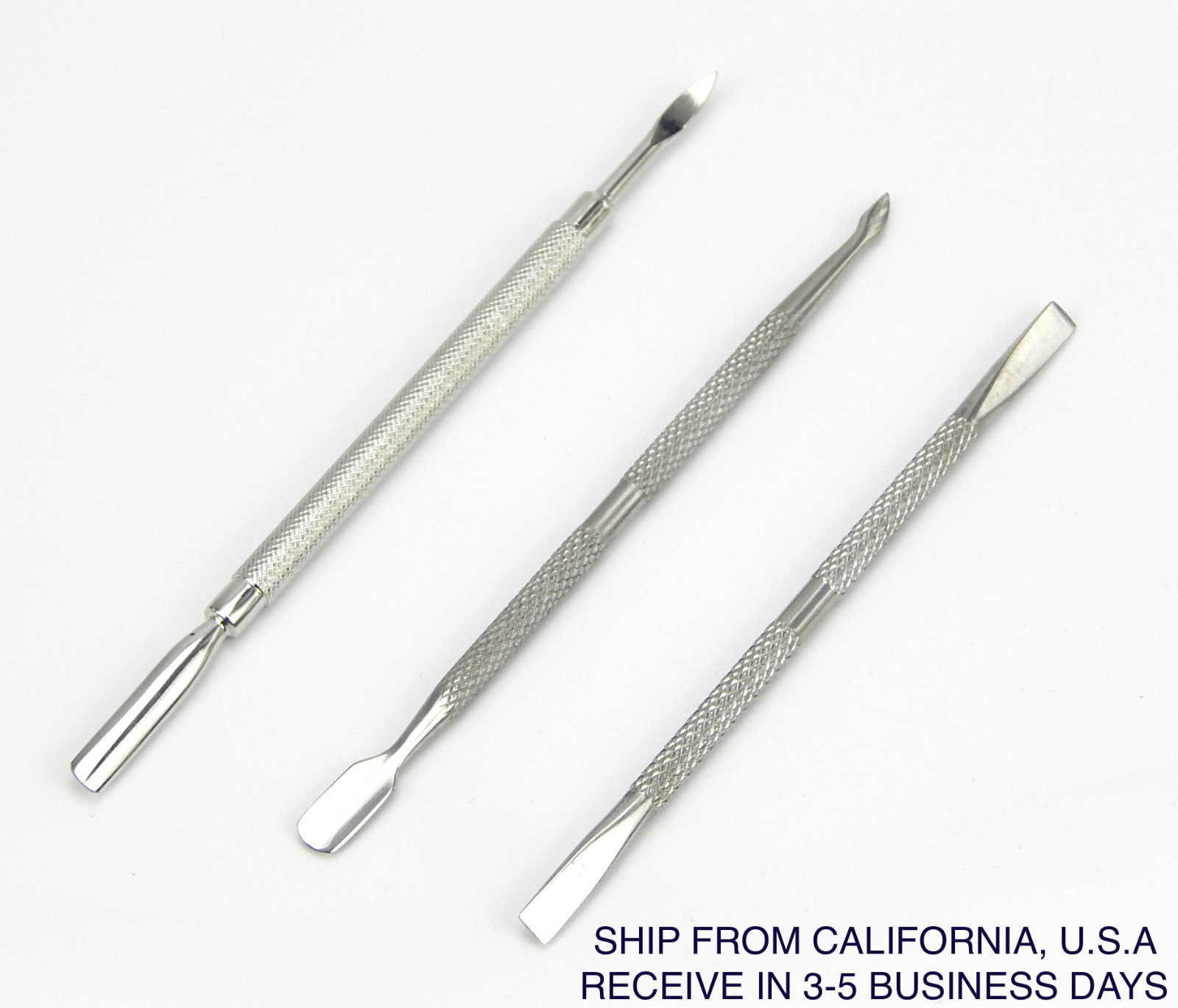 3PCS NAIL ART STALINLESS STEEL CUTICLE REMOVER PUSHER MANICURE PEDICURE SET
