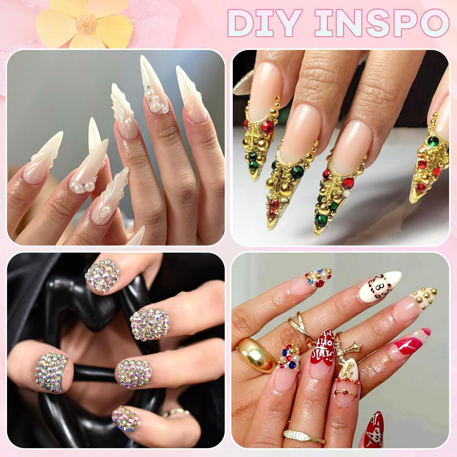 10000Pcs Colorful Nail Rhinestones and Charms for Nail Art, Flatback Nail Pearls