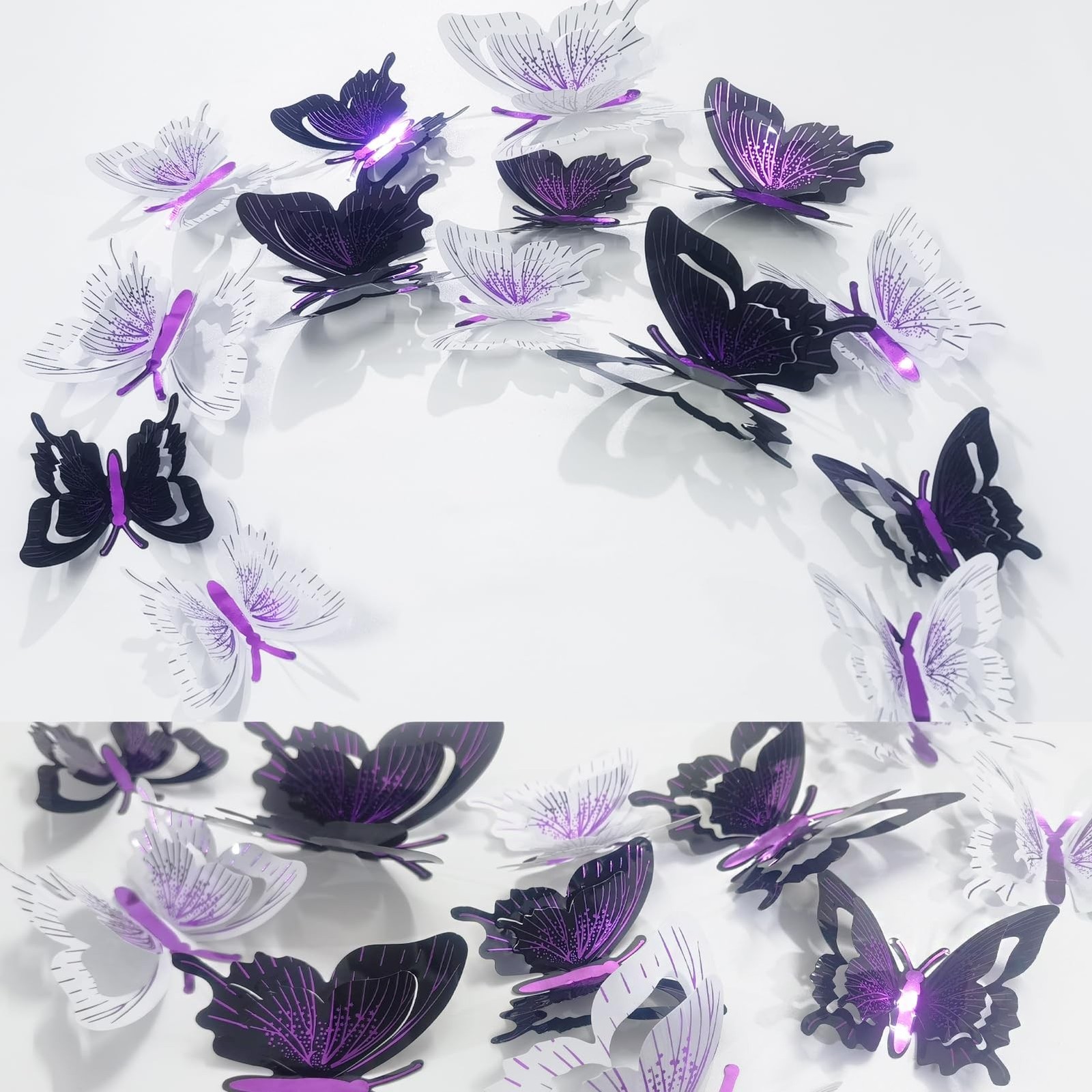 Ewong 3D Butterfly Wall Decoration, 48 Pcs PVC Butterfly Wall Decals Removabl…