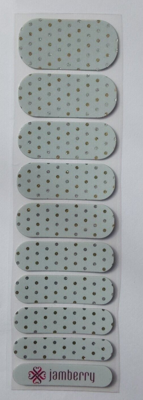 JAMBERRY ICY GOLD AND SILVER POLKA HALF SHEET NAIL WRAP RETIRED GGG FEB 2016