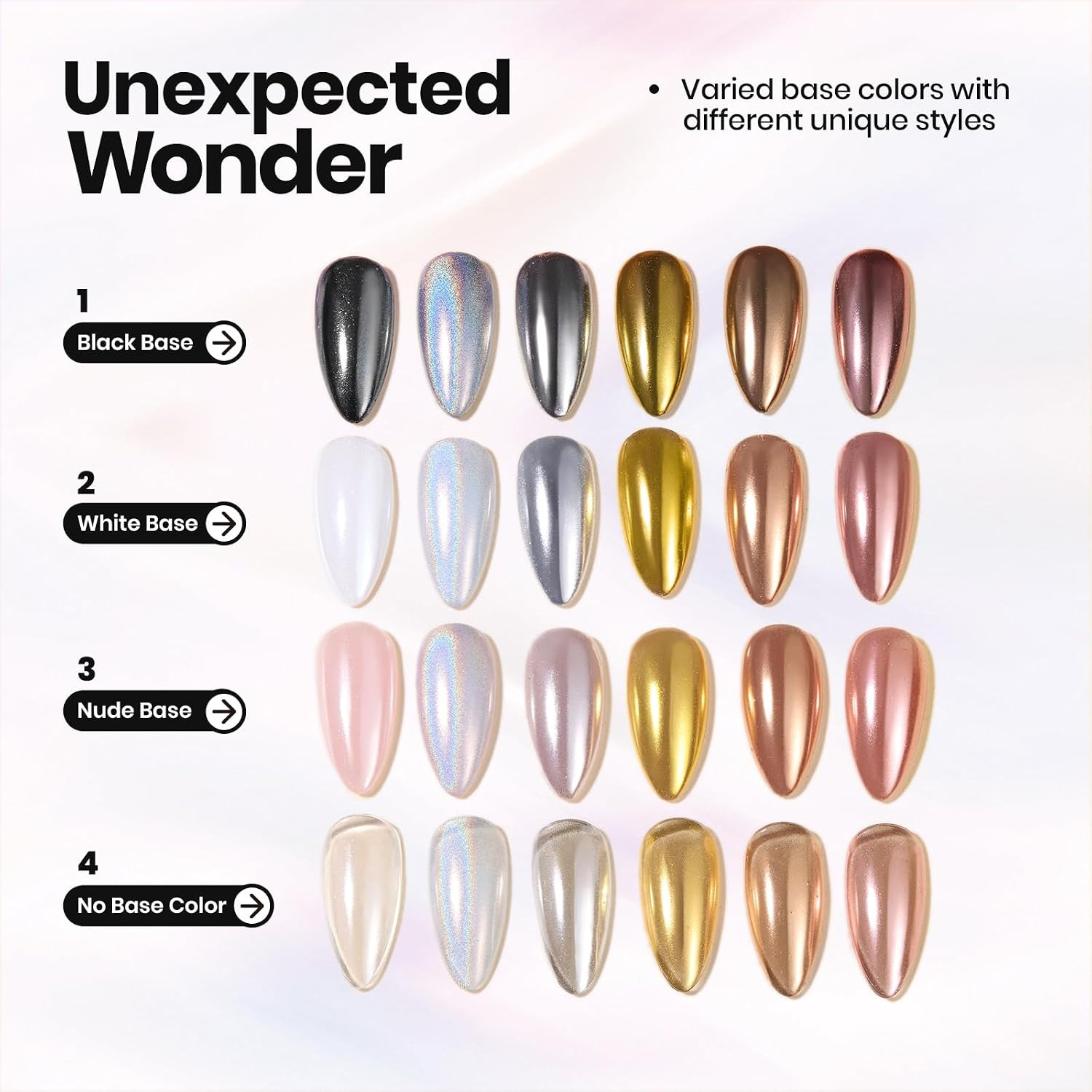 Chrome Nail Powder 6 Colors Mirror Gold Silver Effect Pearl White Crome Powder f
