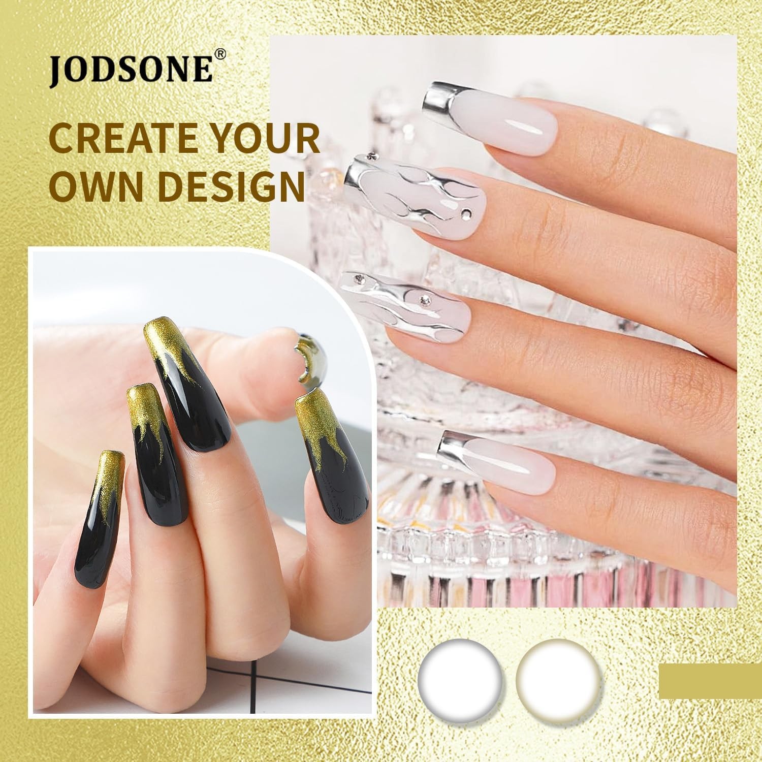 Metallic Nail Art l Liner Gold Mirror Chrome and Siery 3D