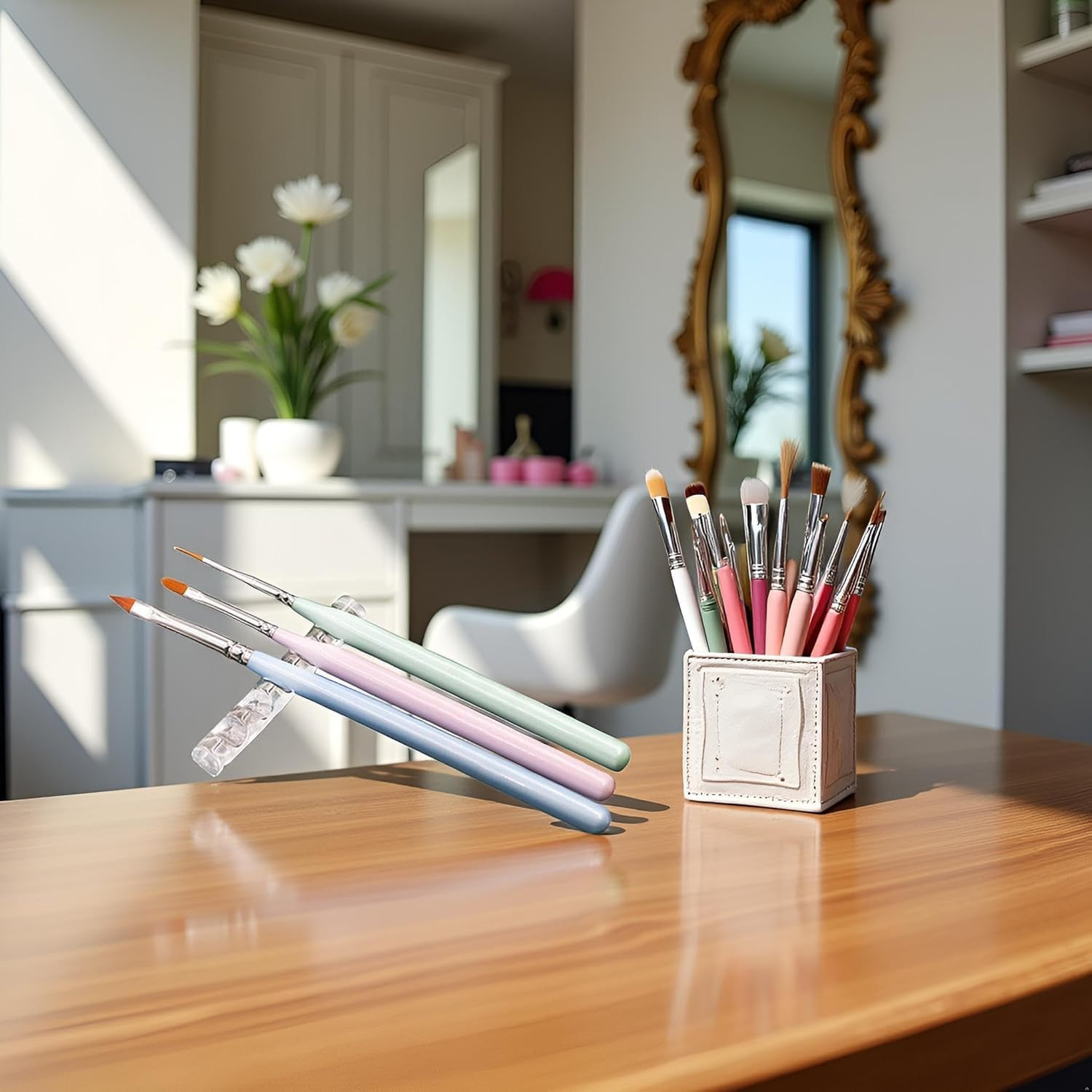 2PCS Acrylic Nail Gell Nail Makeup Brush Holder Painting Brush Pen Stand Holder