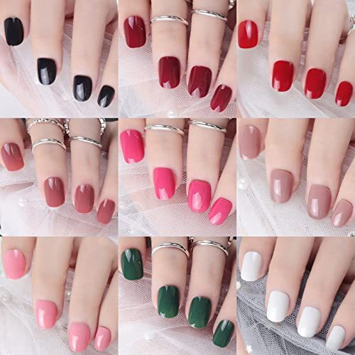 576pc Short Press on Nails, Round Square Short Fake J–Short Round Presson