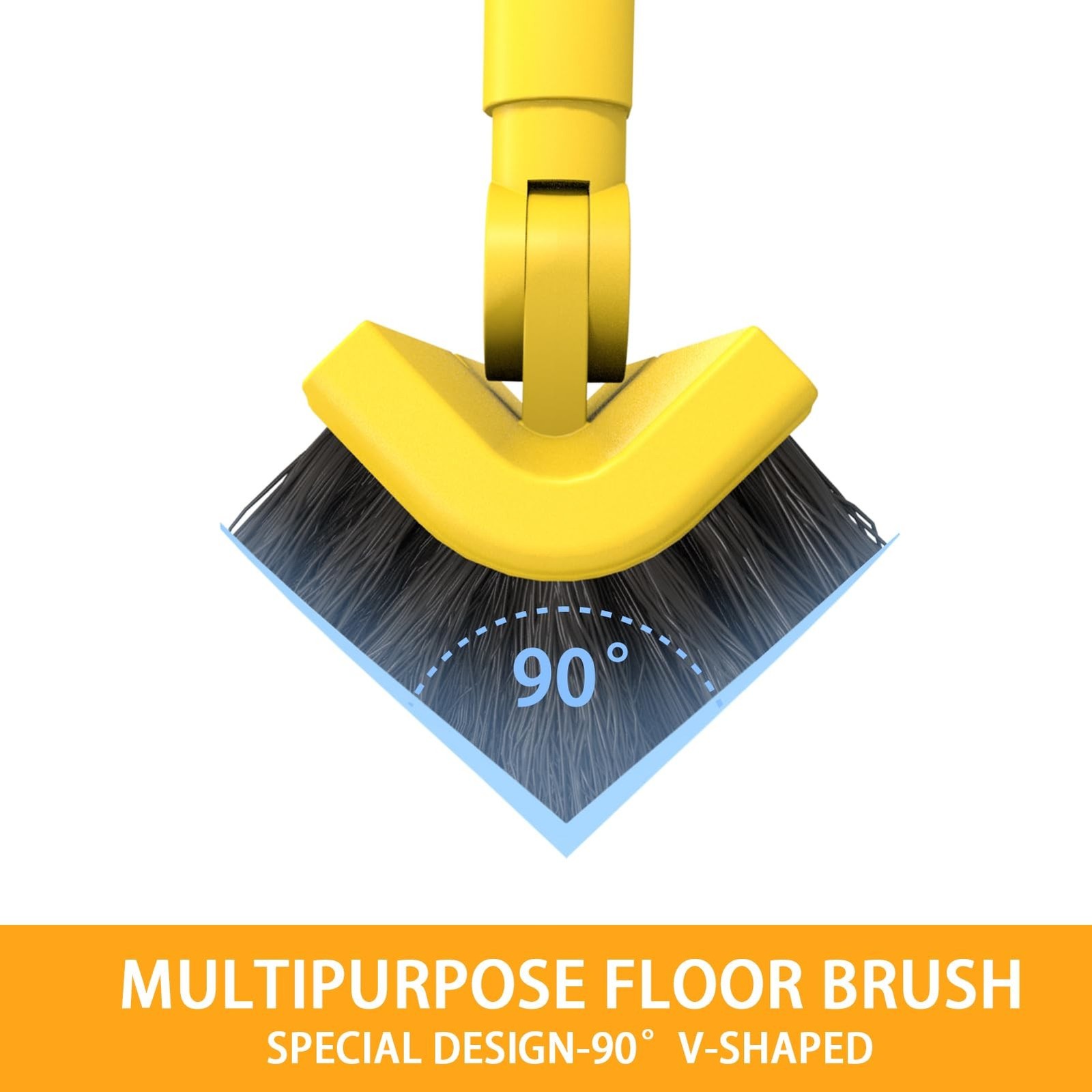 Multi-Purpose V-Shaped Grout Brush with 16.9″ Floor Squeegee Set, Long Handle…