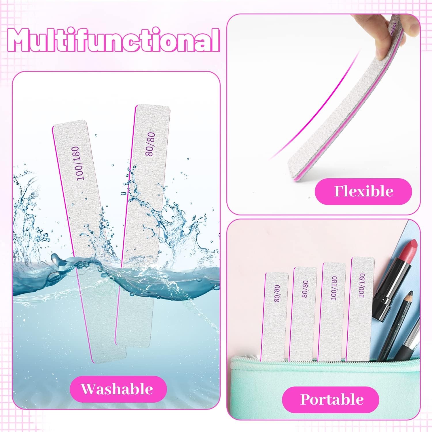 Nail Files 80 Grit, 80/80 Grit Nail Files, Jumbo Nail Files for