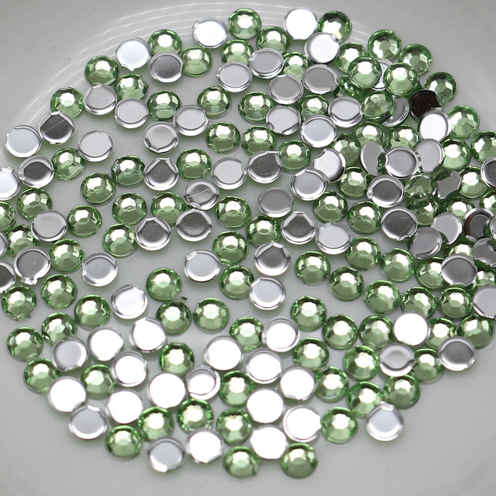 2000 light Green Acrylic Faceted Round Flatbacks Rhinestone Gems 3mm 12ss Nail