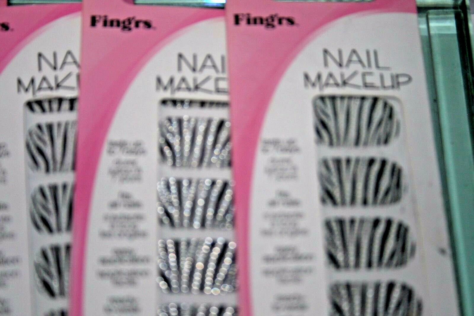 32789 Fing’rs Nail MakeUp, Zebra Stripes Design! (22 Strips ea pk) 4 packs lot