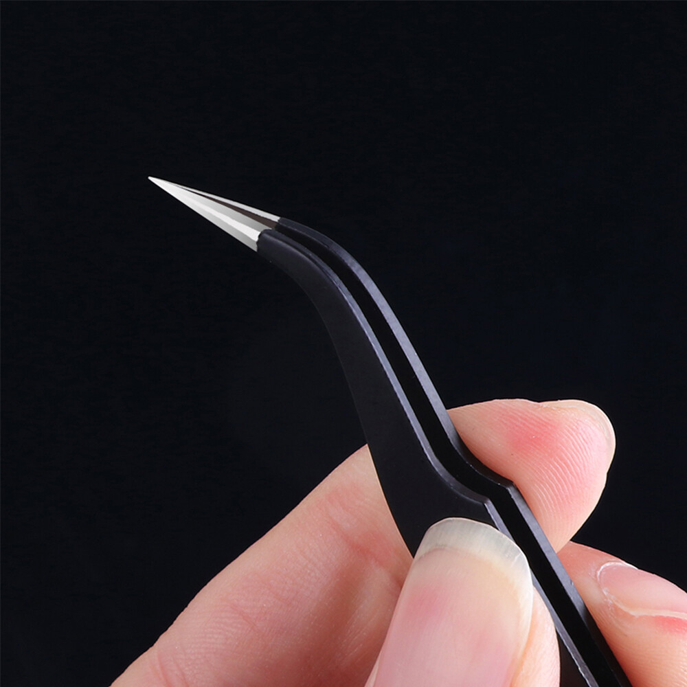 Curved Eyelash Tweezer Nail Art Rhinestone Acrylic Gem Picking Makeup Tool Women
