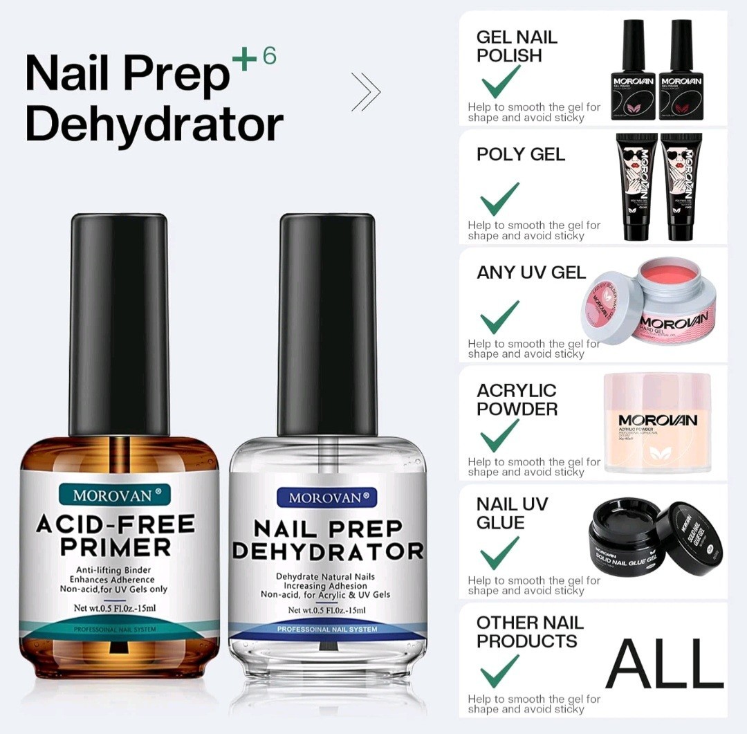 Morovan Professional Acrylic gel Nail Kit Art Set W/ Dehydrator and Nail Primer