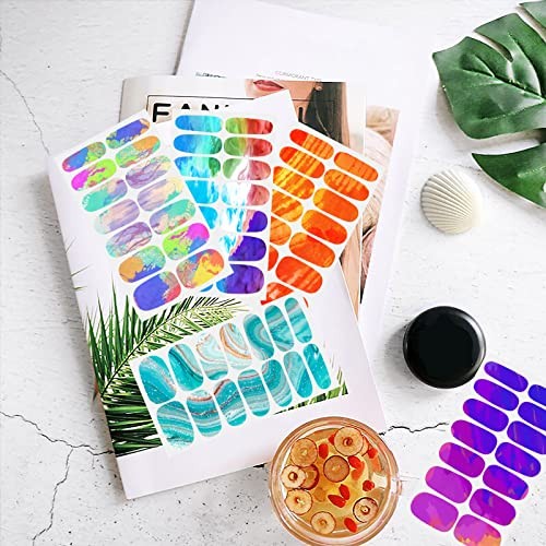12 Sheets Aurora Gradient Color Full Nail Wraps Graffiti Cloud 12 Sheets-03