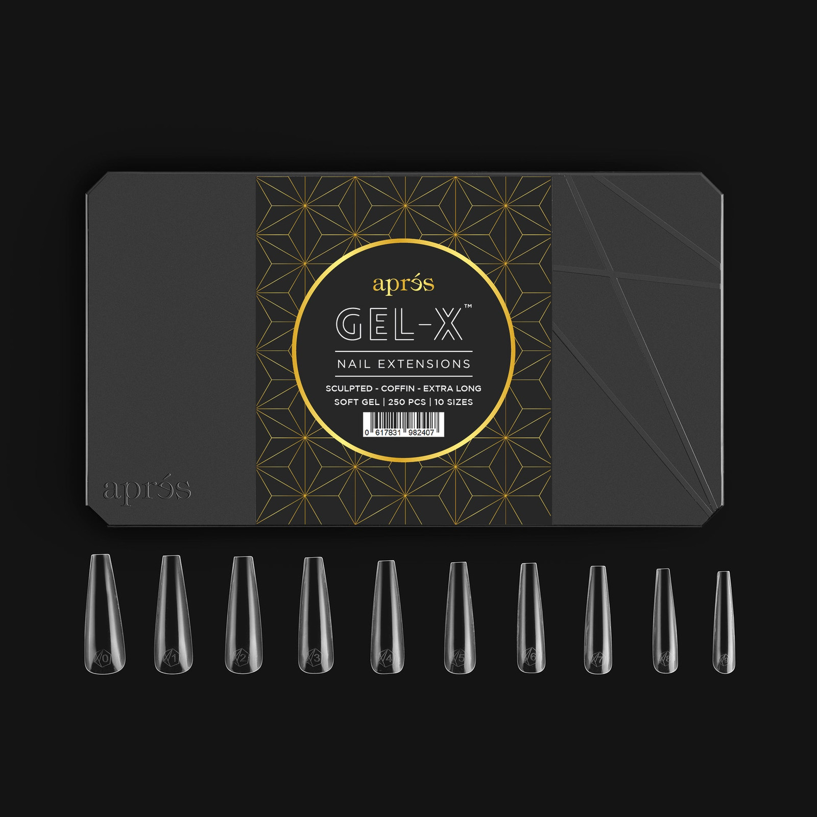 Apres Gel-X Sculpted Coffin Extra Long Tips Box 14 Sizes 600pc