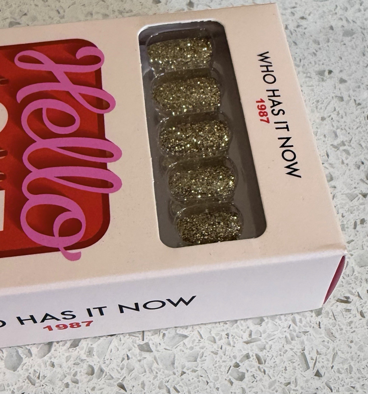 Hello Love Press On Nails Short Square Gold Glitter Who Has It Now ✨