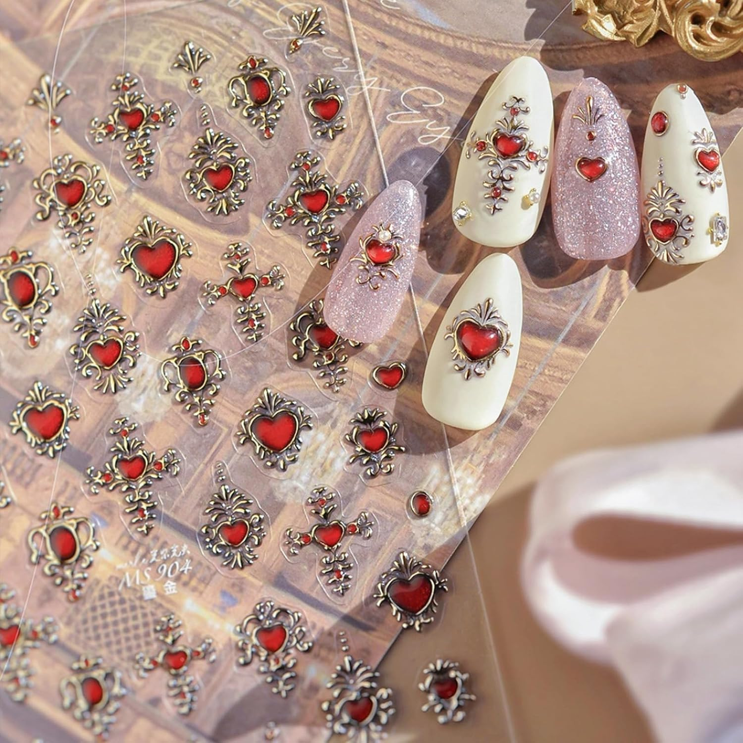 Fireworks Nail Stickers White Pink Nail Art Stickers with Design Pearl Nail Deca