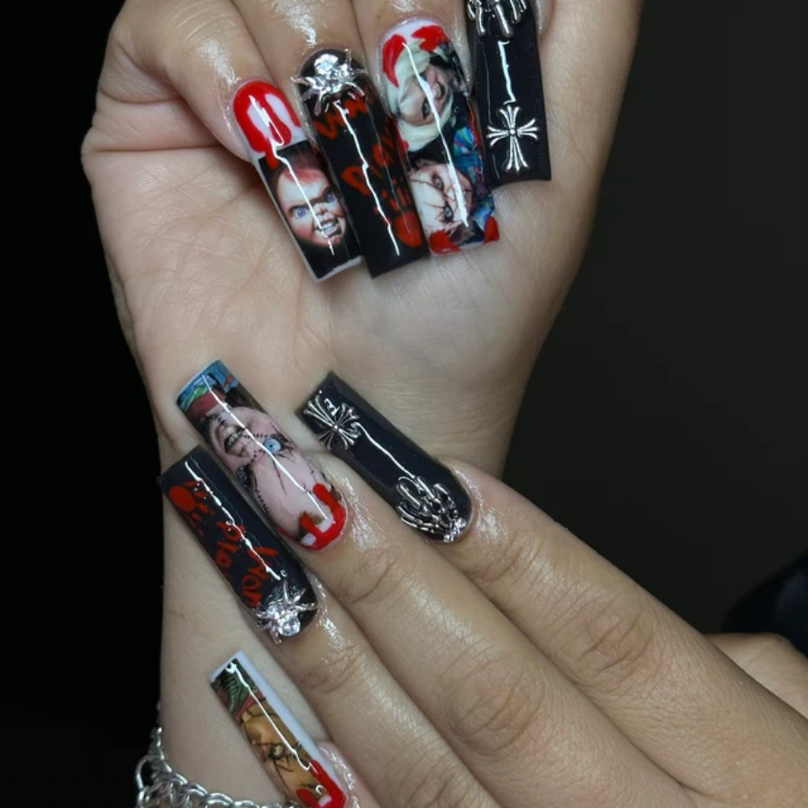 Tiffany Bride of chucky Horror movie Halloween Nail decals Waterslide nail art