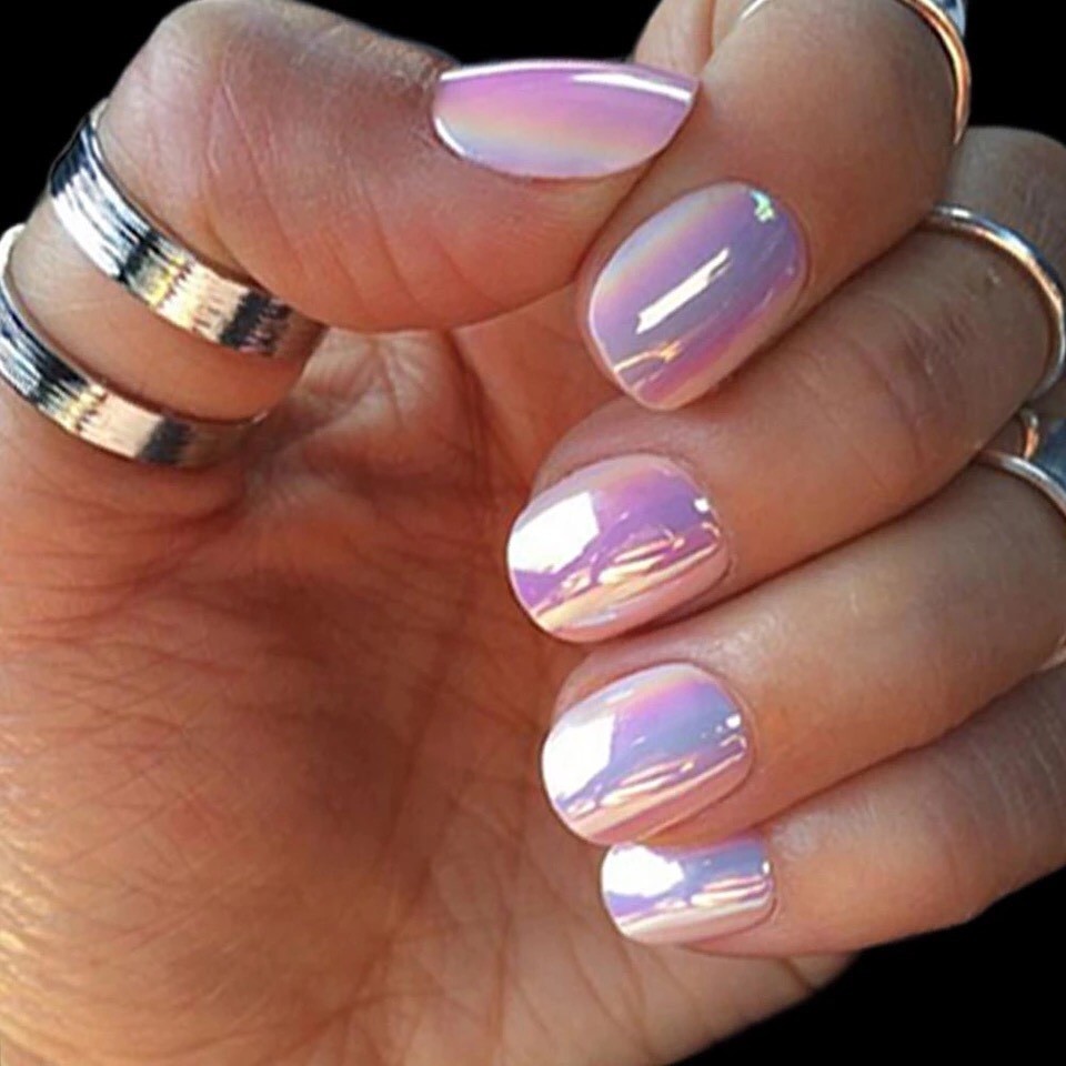 3 Pots Unicorn Nail Powder Aurora Holographic Mirror Holo Chrome Pigment Set