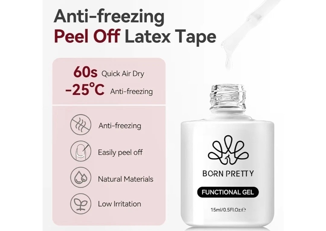 Born Pretty Peel Off Latex Tape Clear Quick Air Dry Nail Art Tool 15ml