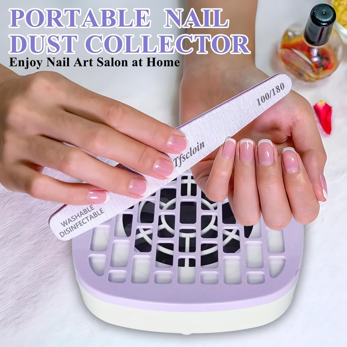 Compact Purple Nail Vacuum Cleaner – Strong Suction for Clean Manicure Spaces