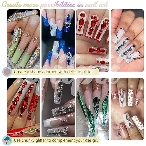 Aquamarine Nail Rhinestones Glitters 24 Shapes K9 Glass 4 Boxes Aquamarine Blue