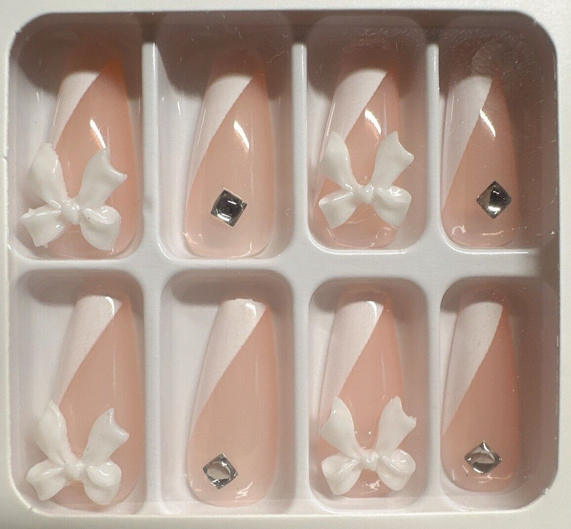 Press on Nails with stone. One Minute Nail tip 24pcs in box