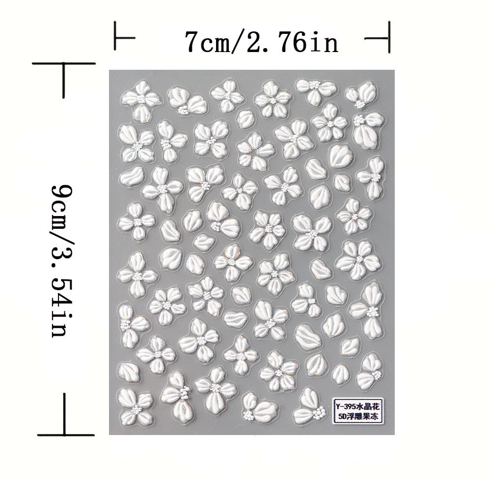 5D White Pink Flower Camellia Nail Stickers Geometric Floral Daisy Decal NH29