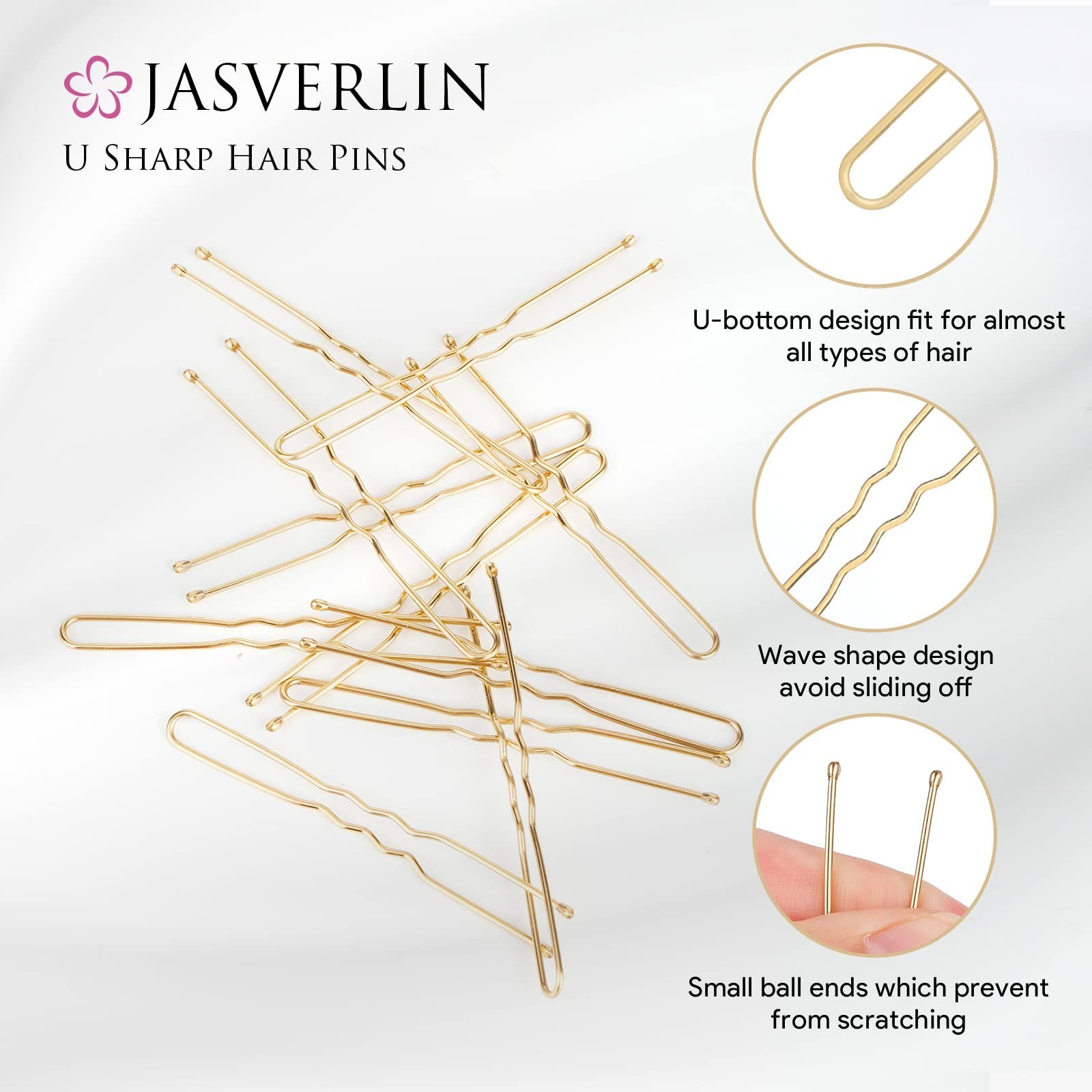 Blonde U Shaped Hair Pin for Buns, Gold Large Mini U Bobby Pins for Women Gir…