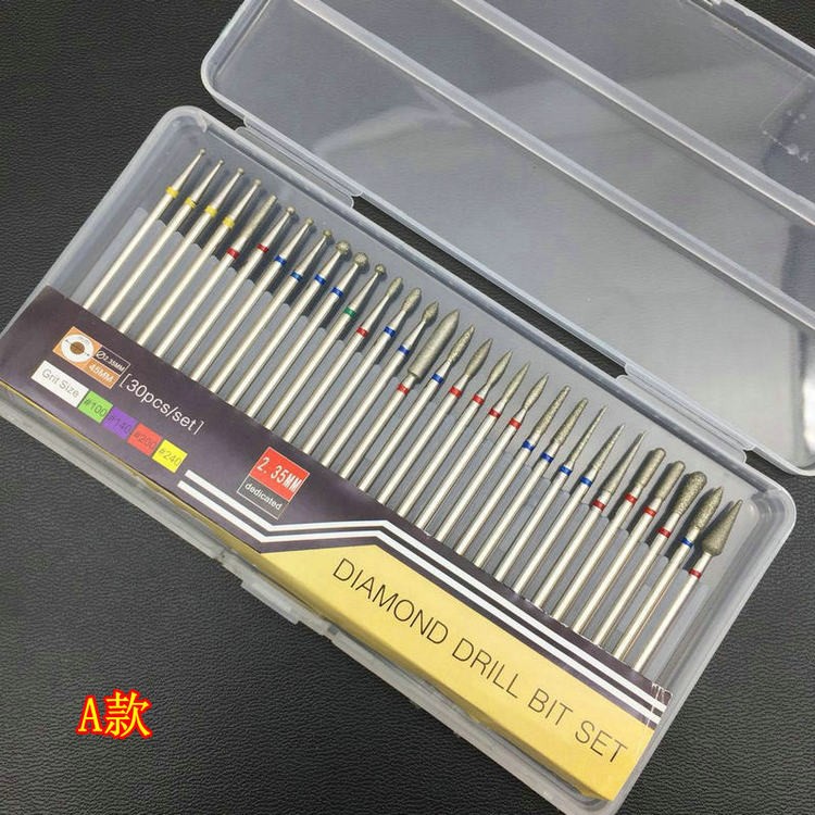 30Pcs/Set Diamond Grinding Head Nail Art Drill Polish Head Kit Nail Drill