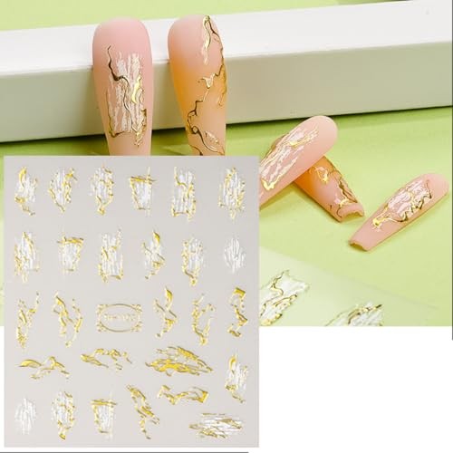 8 Sheets Marble Nail Art Sticker Gold Line Nail Stickers for Nail Gold Line-1