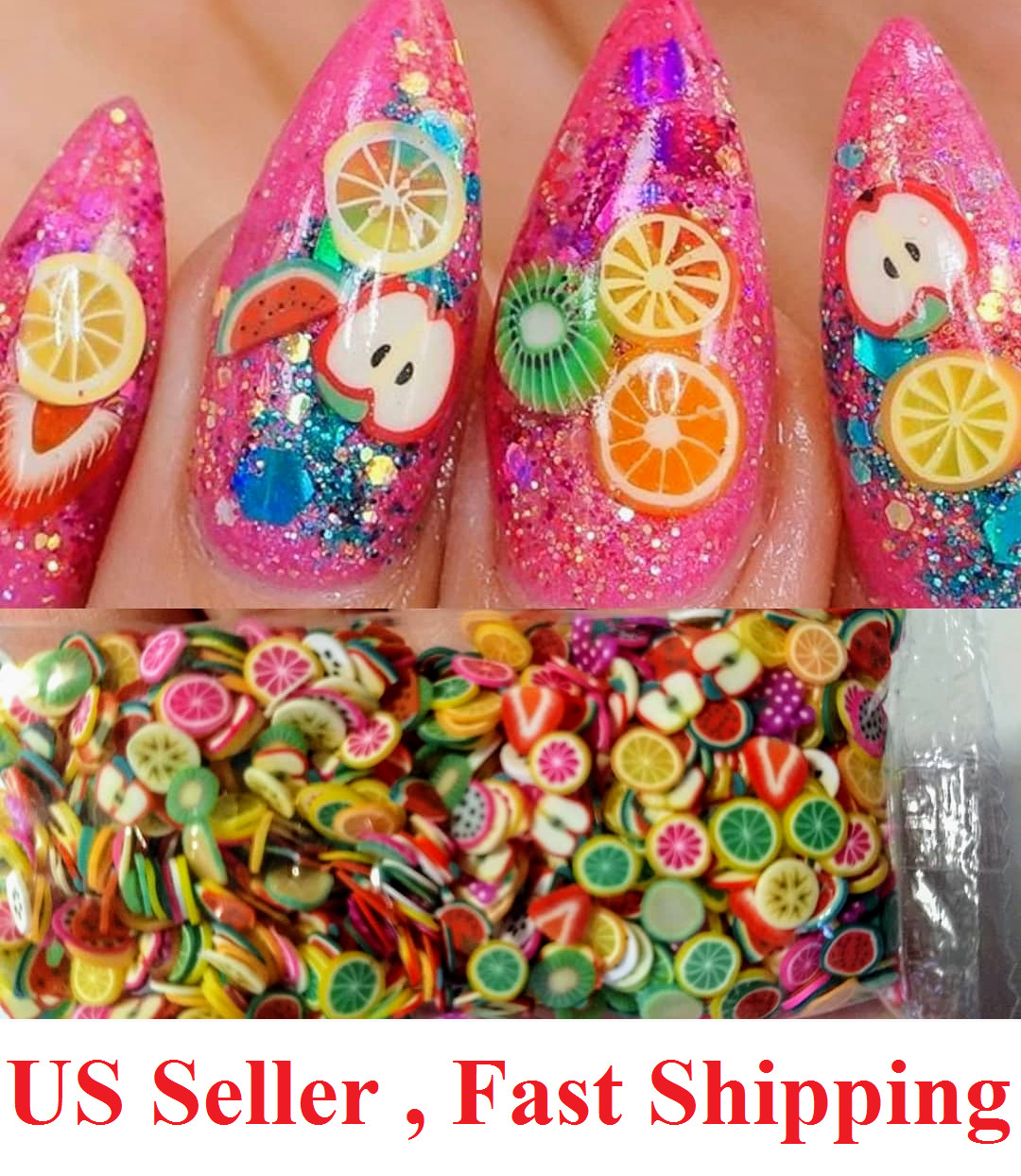 1000 Fimo fruit slice nail art 3D polymer clay milkbath fimos uñas de frutas