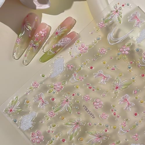 Spring Nail Stickers for Nail Art Butterfly Flower Nail Flower Nail Stickers-7