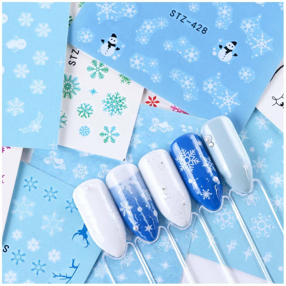 Christmas Snowflakes Nail Art Water Stickers Decals Santa Matte Winter Candy
