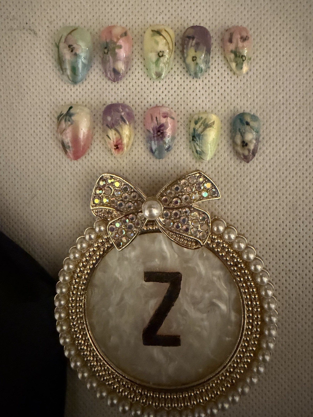 Z NAILZ! Handmade Almond Spring/Easter Pastel Colored Flowers Press On Nails
