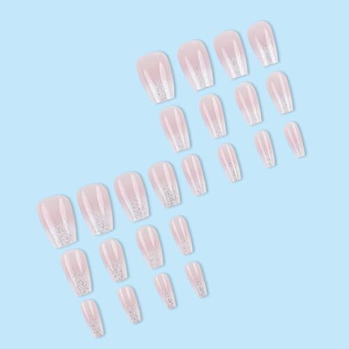 24pcs French Tip Press on Nails Short Square Pink French Tip Press on Nails-12