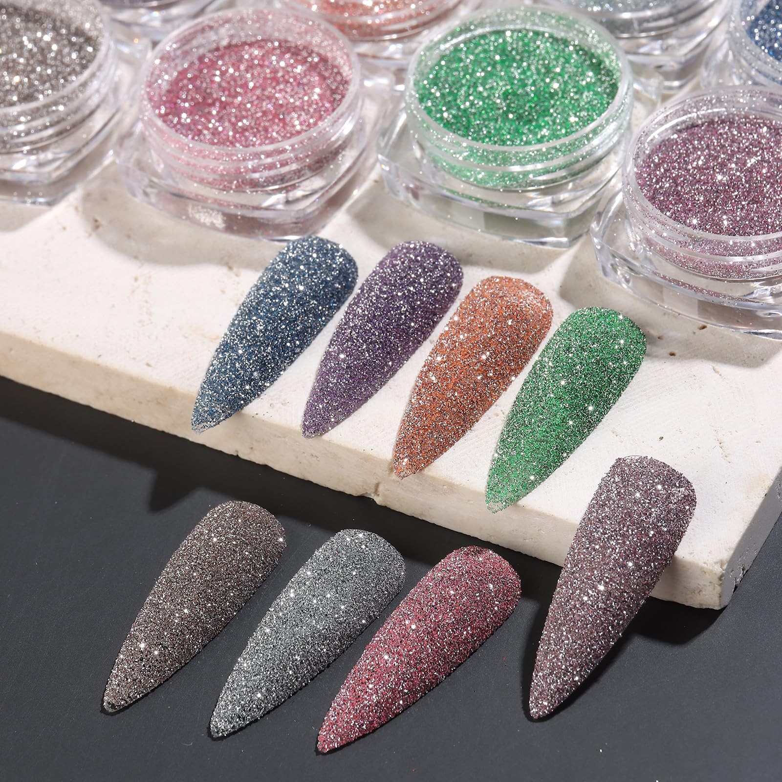 Reflective Glitter Powder 8 Colors Holographic Sparkle Glitters Dust Nail Art