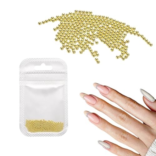 Nail Art Beads 0.06″ () Mini Metal 3D Caviar Nails Beads Ball 1.5mm Gold Tone