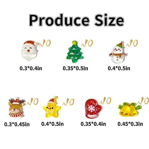 70 Pcs Santa Claus Elk Christmas Tree Snowman Acrylic Nail Art Style 8