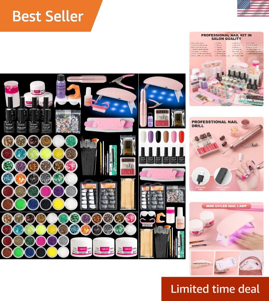 Complete Acrylic Nail Kit with UV Lamp & Drill – DIY Nail Art Essentials