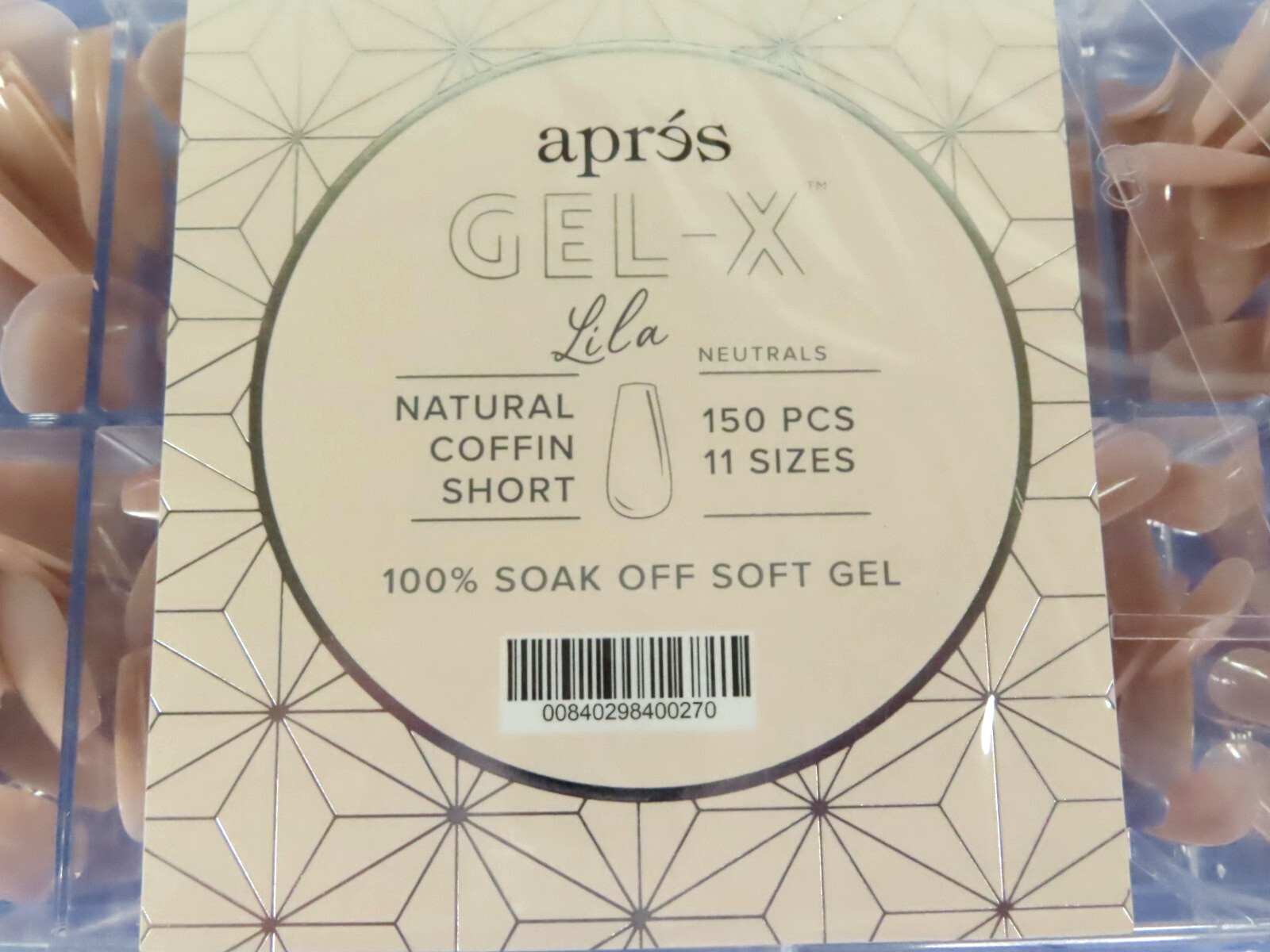 Apres Gel-X Neutrals Natural Lila Coffin Short Tips 150Pcs – 11 Sizes
